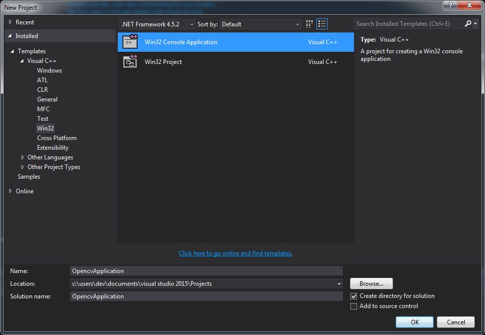 Проект Visual Studio для Opencv